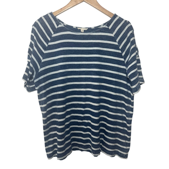 Jane & Delancey Top Women XL Blue White Stripe Nautical 100% Cotton Spring Coast - Picture 1 of 4